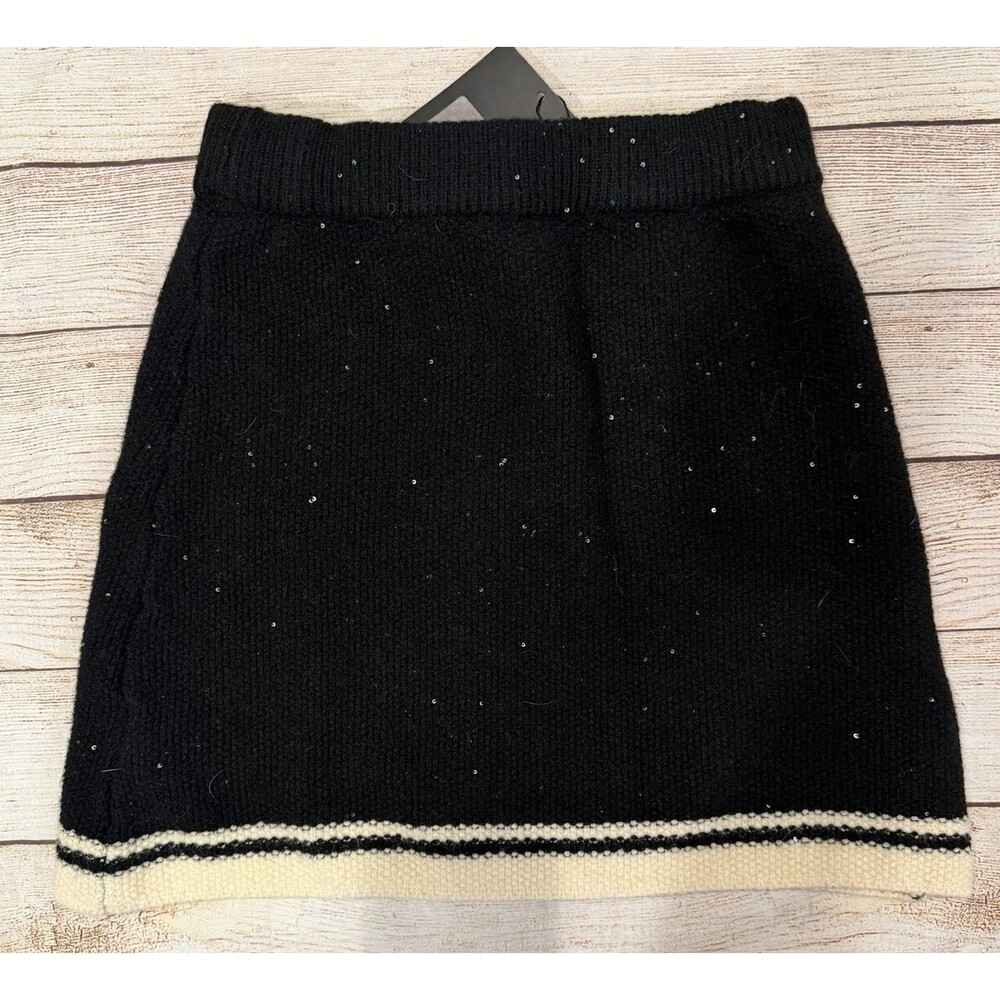 NWT Wild Pony Sequin Knitted Mini Skirt in Black Size Small